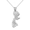 Sterling Silver Team Spirit Cheerleader Pom Pom Pendant Necklace