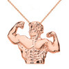 Solid Rose Gold Bodybuilding Muscle Man Pendant Necklace