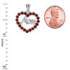 White  Gold "Mom" Garnet (LCG) Open Heart Pendant Necklace