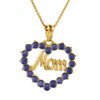 Yellow Gold "Mom" Amethyst (LCAM) Open Heart Pendant Necklace