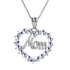 Sterling Silver  Gold "Mom" Aquamarine  (LCAQ) Open Heart Pendant Necklace