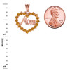 Rose  Gold "Mom" Citrine (LCC) in Open Heart Pendant Necklace