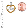 White  Gold "Mom" Citrine (LCC) in Open Heart Pendant Necklace