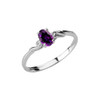 Dainty White Gold Elegant Swirled Genuine Amethyst Solitaire Ring