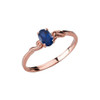 Dainty Rose Gold Elegant Swirled Genuine Sapphire Solitaire Ring