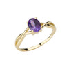 Dainty Yellow Gold Infinity Design Amethyst (LCAM) Solitaire Ring