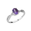 Dainty White Gold Infinity Design Amethyst (LCAM) Solitaire Ring