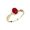 Dainty Yellow Gold Infinity Design Ruby (LCR) Solitaire Ring