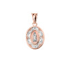 Rose Gold Diamond Lady of Guadalupe  Two-Tone Pendant Necklace