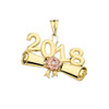 Yellow Gold Diamond Two-Tone Class of 2018 Graduation Diploma Pendant Necklace