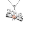 White Gold Diamond Two-Tone Class of 2018 Graduation Diploma Pendant Necklace