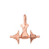 Solid Genuine Rose Gold Bodybuilding Lifting  Barbell 3D Pendant Necklace