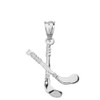 Sterling Silver Hockey Sticks 3D Pendant Necklace