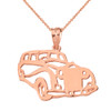 Solid Genuine Rose Gold Classic Car Pendant Necklace