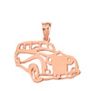 Solid Genuine Rose Gold Classic Car Pendant Necklace