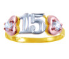 15 Años Ring- Quinceanera Two Heart Ring with Cubic Zirconias