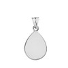 Solid White Gold Simple Tear Drop Pendant Necklace