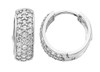 Large White Gold CZ Huggie Earrings