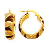 Two Tone Yellow Gold Fancy Hoop Earring Brown and White