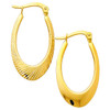 Diamond Cut Reversible Narrow Yellow Gold  Hoop Hearring