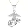 White Gold US Marine Corp Large Pendant