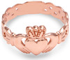 Men's Rose Gold Claddagh Ring with Trinity Band