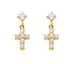 14K Cross Stud Earrings with Cubic Zirconia