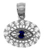 Silver Pendant - Sapphire Evil Eye With Cubic Zirconia