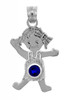 White Gold Baby Charm Pendant - CZ Blue Sapphire Girl Birthstone Charm