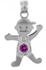 Silver Baby Charms and Pendants - CZ Light Amethyst Boy Birthstone Charm