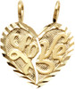 Yellow Gold "LOVE "  Breakable Heart Penant