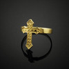 Yellow Gold Aciculate Cross Ring