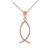 Rose Gold Ichthus (Fish) Vertical Pendant Necklace