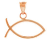 Rose Gold Ichthus Fish Horizontal Pendant Necklace