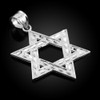 White Gold Jewish Star of David Pendant (L) 2.2"