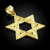 Gold Jewish Star of David Reversible Pendant (M) 1.25"