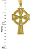 Gold Celtic Trinity Diamond Cross Pendant Necklace with Emerald