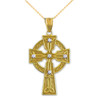 Solid Gold Celtic Trinity Cross Diamond Pendant Necklace