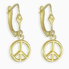 Small Peace Symbol Gold Earrings