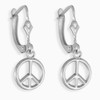 Small Peace Symbol White Gold Earrings