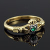 Gold Claddagh Promise Ring with Emerald