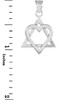 925 Sterling Silver Star of David Heart Medium Pendant Necklace