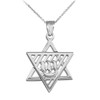 Silver Flaming  Star of David Pendant Necklace
