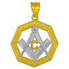 Two-Tone Gold Freemason Octagonal Masonic Pendant