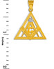 Yellow Gold Triangle Freemason Diamond Masonic Pendant Necklace