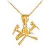 Gold Firefighter Axes & Helmet Charm Pendant Necklace