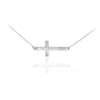 14K Solid White Gold Sideways Cross Cute Necklace