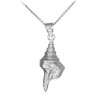 White Gold Conch Shell Pendant Necklace