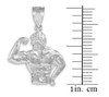 White Gold Bodybuilder Charm Sports Pendant Necklace