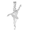 Ballet Dancer White Gold Charm Pendant Necklace